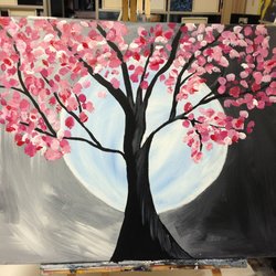 You too can paint a cherry tree in the moonlight... 